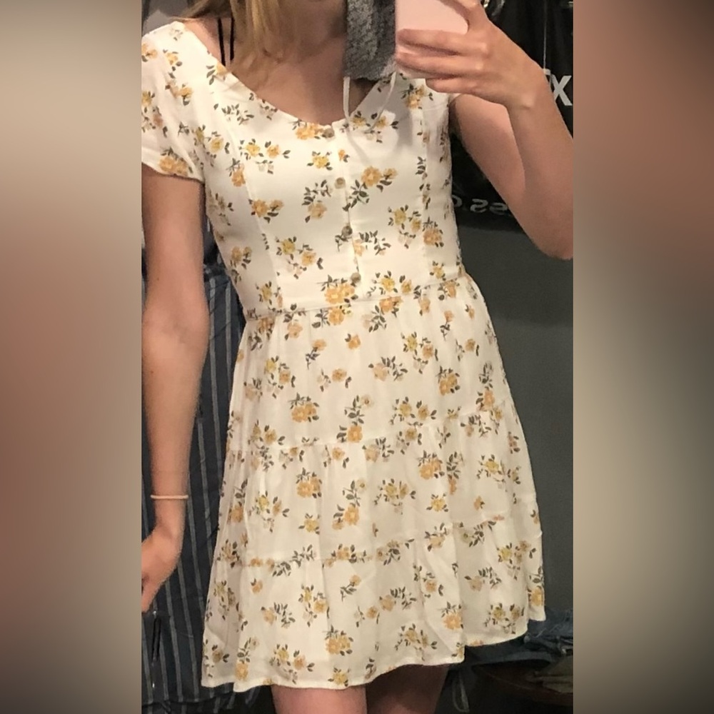 Women’s Hollister White Yellow Floral Mini Sundress
